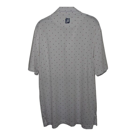 FootJoy Men's Polo Shirt White Polka Dots Athletic Fit Sz‎ L - Picture 2 of 8